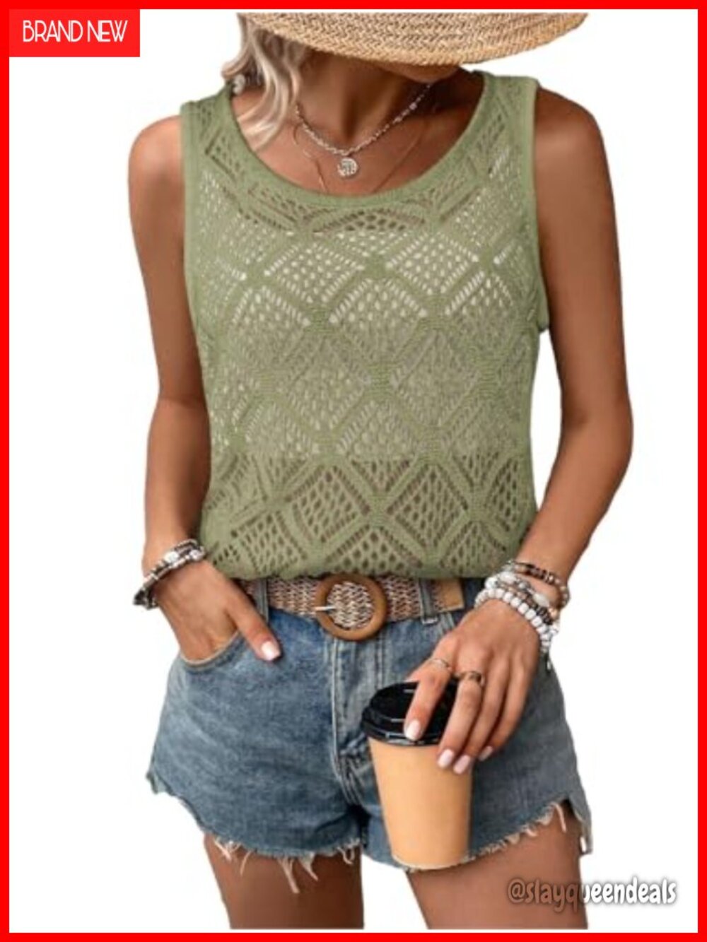 Womens Sweater Vest Crochet Tank Top Sleeveless Summer Cover Up